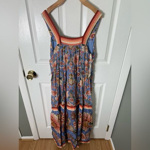 Farm Rio Blue Superbloom Tapestry Maxi Dress M - Picture 4 of 7